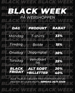 Black Week i Bears Shop og på billetter Black Week i Bears Shop og på billetter